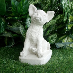 Chihuahua Dog Concrete Statue Figurine Waterproof Sealed Dog lovers Gift Pet Loss Memorial Grave Marker Russian Toy
