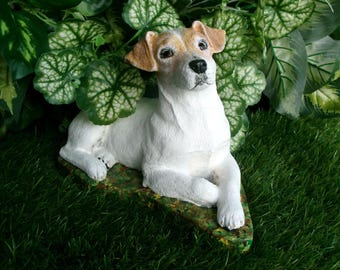 Jack Russell Terrier Dog Concrete  Custom Hand painted Pet loss memorial Stone Home garden decor Dog Mom Pet Loss gift Memory garden Decor