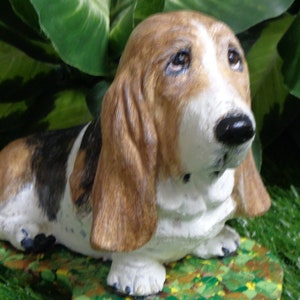 Basset Hound Concrete Statue garden decor, pet loss memorial, dog lovers gift,Made in the USA, Mini-Me custom painted ( per your photos)