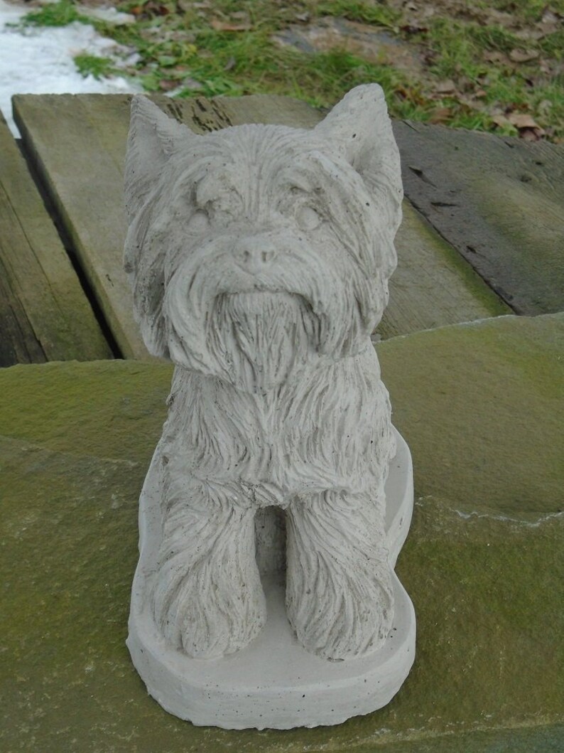 CONCRETE YORKSHIRE TERRIER STATUE O GRAVE MARKER MEMORIAL