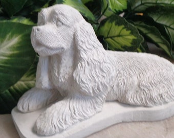 Cocker Spaniel Concrete Statue Figurine pet loss memorial garden decor dog lovers gift Made in The USA Sealed outdoor use Made in the USA