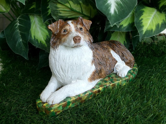 Australian Shepherd Dog Concrete Statue figurine  Mini-Me custom painted Indoor/ outdoor pet loss memorial dog lovers gift Custom Painted