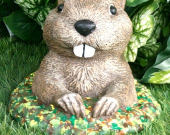 Groundhog Day Punxsutawney Phil Concrete  Statue Milltown Mel, Staten Island Chuck Gobblers Knob Garden decor Essex Ed, Buckeye Chuck