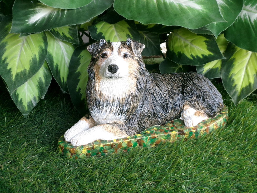 Australian Shepherd Dog Concrete Statue Figurine Mini-me Custom