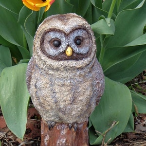 Owl statue, concrete, garden decor, Hand Painted, Made in the USA, mothers day gift