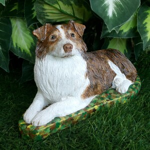 Australian Shepherd Dog Concrete Statue figurine Mini-Me custom painted Indoor/ outdoor pet loss memorial dog lovers gift Custom Painted image 12