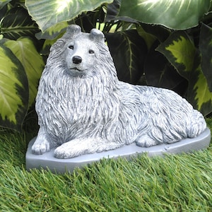 Sheltie Concrete Statue memorial Stone Shetland Sheepdog Memory Garden Decor Pet Loss Gift Pet Memorial Stone Dog Mom Gift Made In The USA