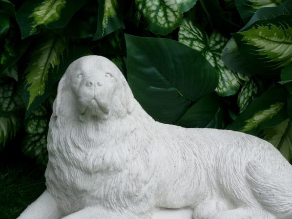 Great Pyrenees Concrete Statue, Figurine, Newfoundland dog,  Sealed, Indoor outdoor Memorial Stone Garden Decor Made In America