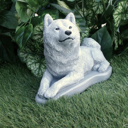 Shiba Inu Concrete Statue Outdoor Garden Decor Pet Loss Memorial