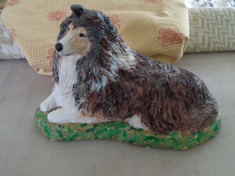 Concrete Statue Sheltie shetland sheepdog collie pet loss Etsy