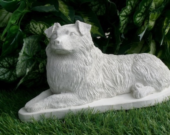 Australian Shepherd Dog Concrete Statue figurine, Waterproof Sealed, Indoor/ outdoor, pet loss memorial, dog lovers gift Made In The USA