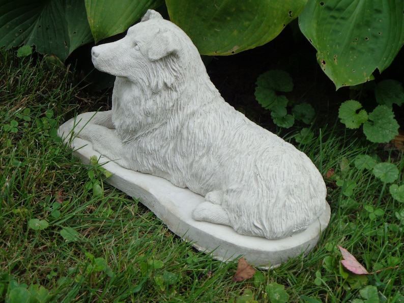 Australian Shepherd Dog Statue Figurine Concrete Minime Etsy