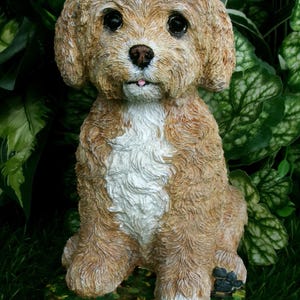 Labradoodle Cockapoo Cavapoo Concrete Statue Custom Mini-Me painted Dog Lovers Gift Pet loss Memorial Stone Home garden decor  Dog Mom Gift