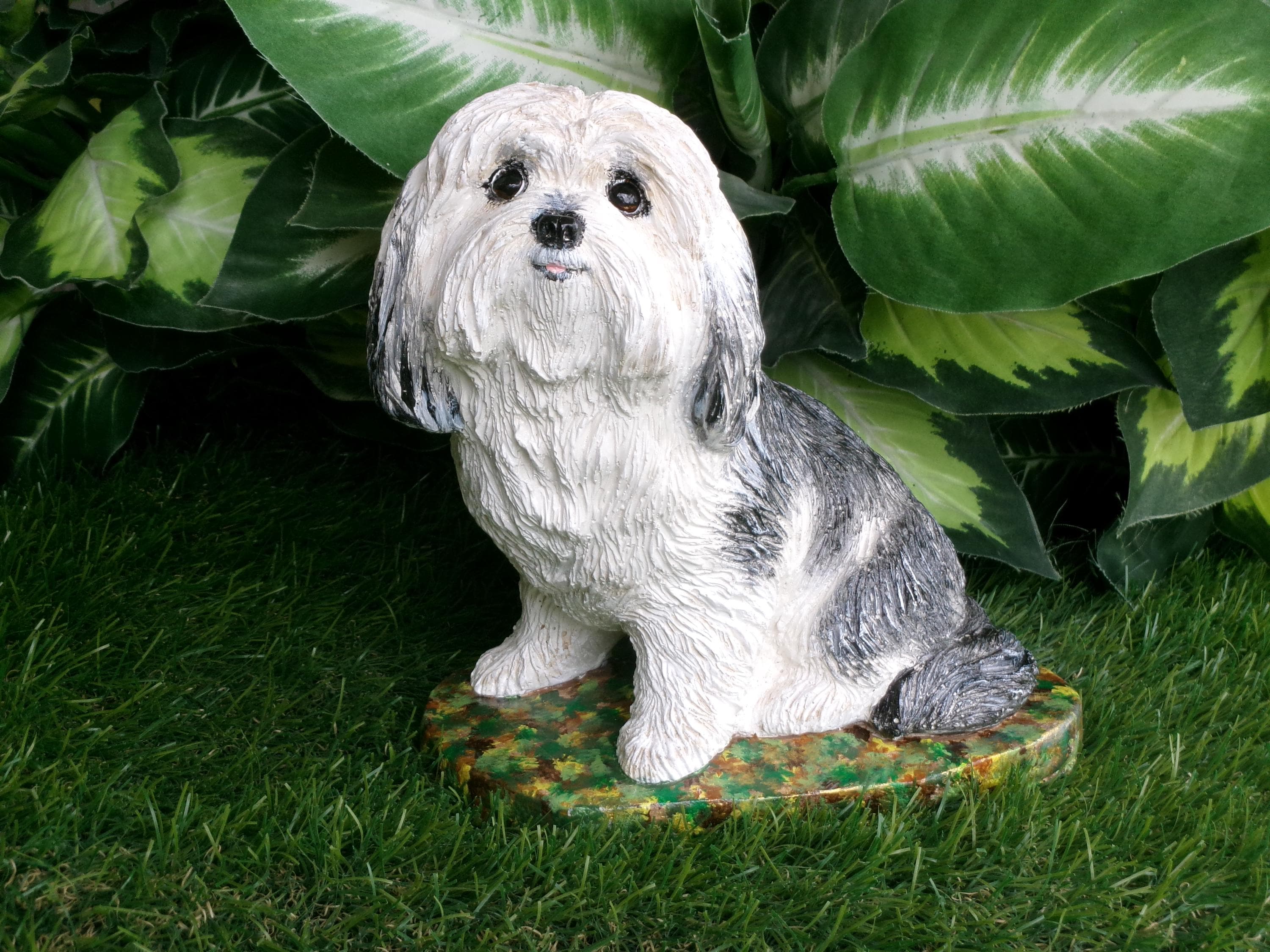Maltese Morkie Concrete Statue Mini-me Custom Painted Outdoor