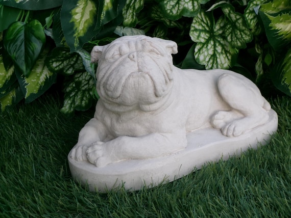 Bulldog Concrete Statue Pet Loss Memorial Stone Indoor Outdoor Dog Statue Dog Urn Decoration Made In The USA