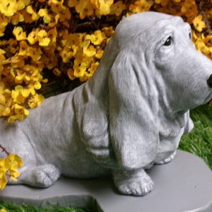 Basset Hound Concrete Statue garden decor, pet loss memorial, dog lovers gift,Made in the USA, water proof sealed, or custom painted