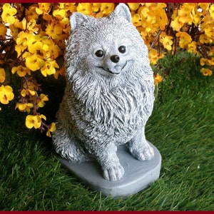 Pomeranian Dog Concrete Statue Outdoor garden decor, Pommie lovers gift pet loss memorial Pomeranian Mom