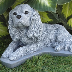 Cavalier King Charles Spaniel Statue Figurine Concrete Waterproof Sealed or Mini-Me Painted Garden Decor, Dog Lovers Gift, Pet Loss Memorial