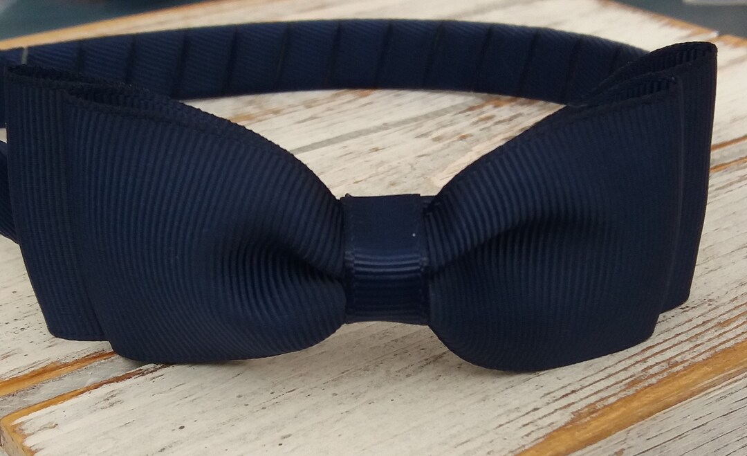 Navy Blue Bow Headband, Hard Headband, Tuxedo Navy Blue Hair Bow