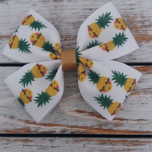 Noeud pour cheveux ananas, Noeuds pour cheveux d&#39;école, Noeud pour cheveux ananas jaune, doré et vert, Noeud pour la rentrée, Bandeau en nylon, Noeuds pour cheveux pour fille