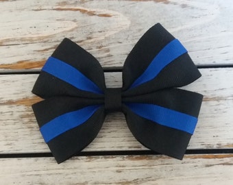 Police Hair Bow or Headband Double Tuxedo Hair Bow Toddler Hair Bows Infant Headbands Law Enforcement Hair Bows