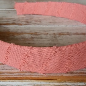 Frayed Headband Cotton Women&#39;s Headband Linen Wrapped Headband Big Girl Headband Wide Headband 1-inch Headbands Ribbon Wrapped Headband