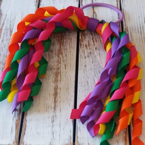 Regenbogen Korker Haarband, Korker Haarschleife, Korker Pferdeschwanz Haargummi, Pferdeschwanz Haargummi, Pferdeschwanz Haargummi