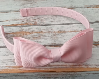 Pink Grosgrain Ribbon Bow Headband, Girls Hair Accessory