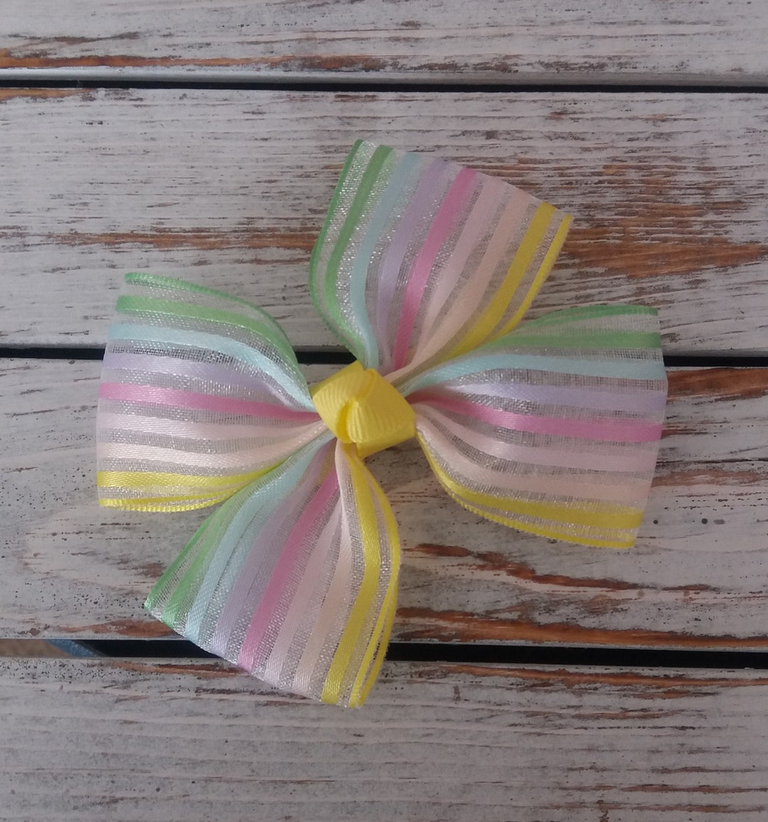 Pastel Rainbow Hair Bow Double Tuxedo Hair Bow Spring Color Etsy