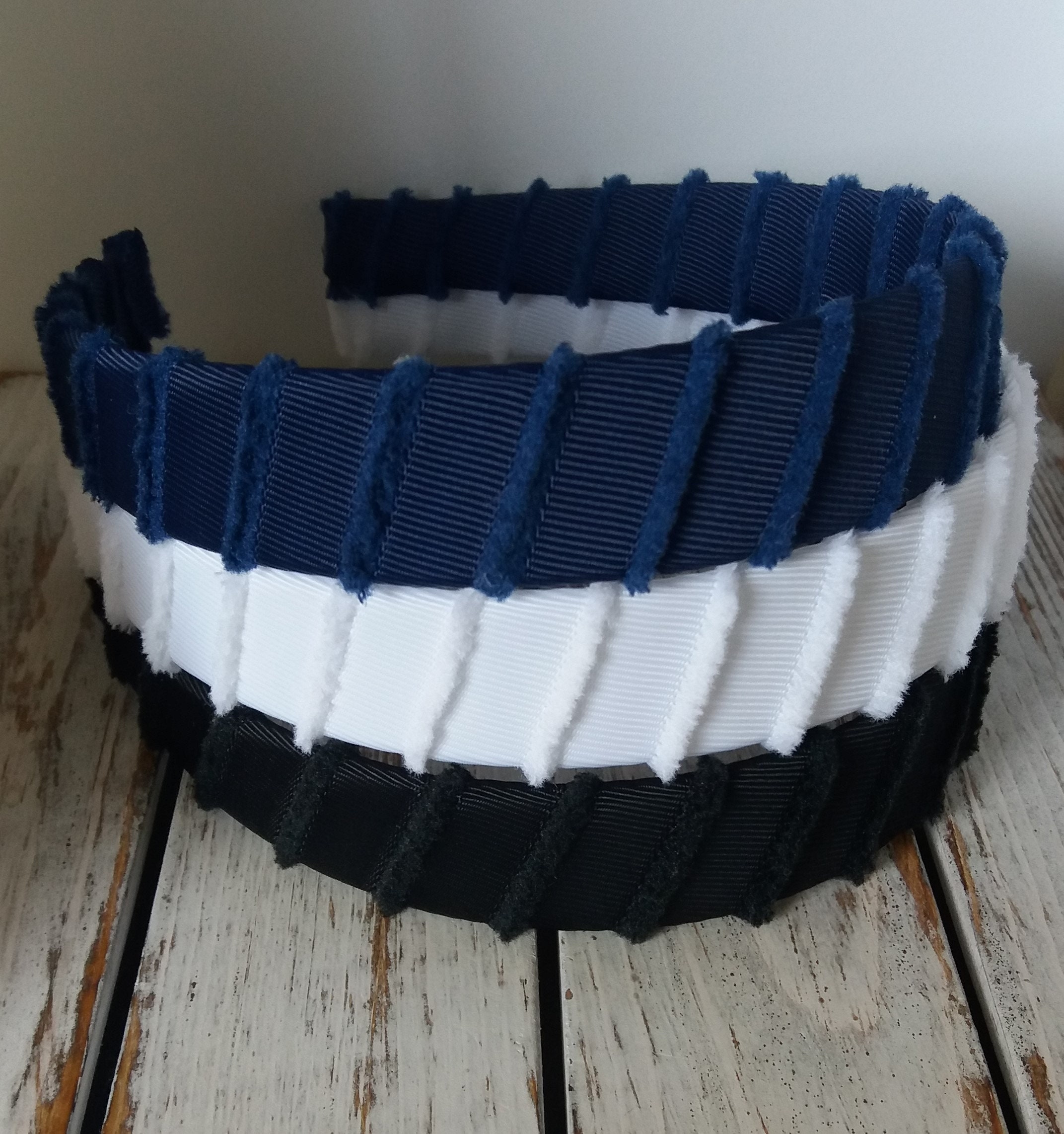 Fuzzy Grosgrain Ribbon Wrapped Headband Women's Headband Big Girl Headband Wide Headband 1-inch Headbands Frayed Ribbon Wrapped Headband