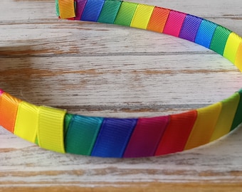 Bright Ombre Ribbon Hard Headband, Interchangeable Hair Bow