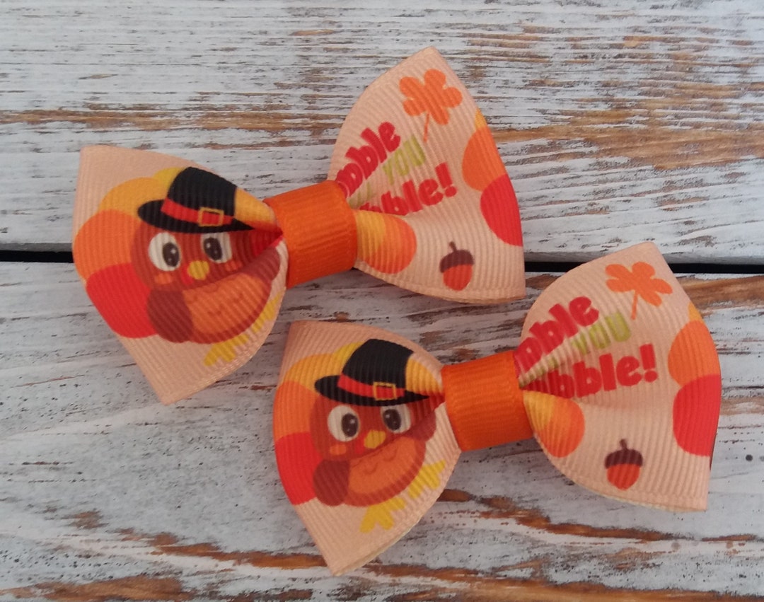 Fall Chair Bows Thanksgiving Hair Bows Fall Hair Bows Turkey Hair Bow Toddler Hair Bow ...