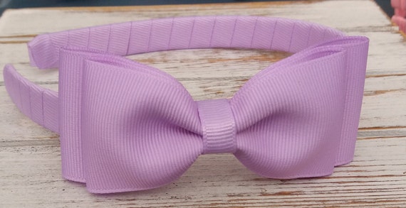Mauve double satin bow headband