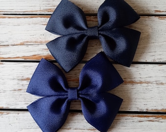 Navy Blue Hair Bow, School Hair Bows, School Uniform Bows, Toddler Hair Bows, Baby Headbands, Fall hair Bows, Holiday Bows, Nylon Headband