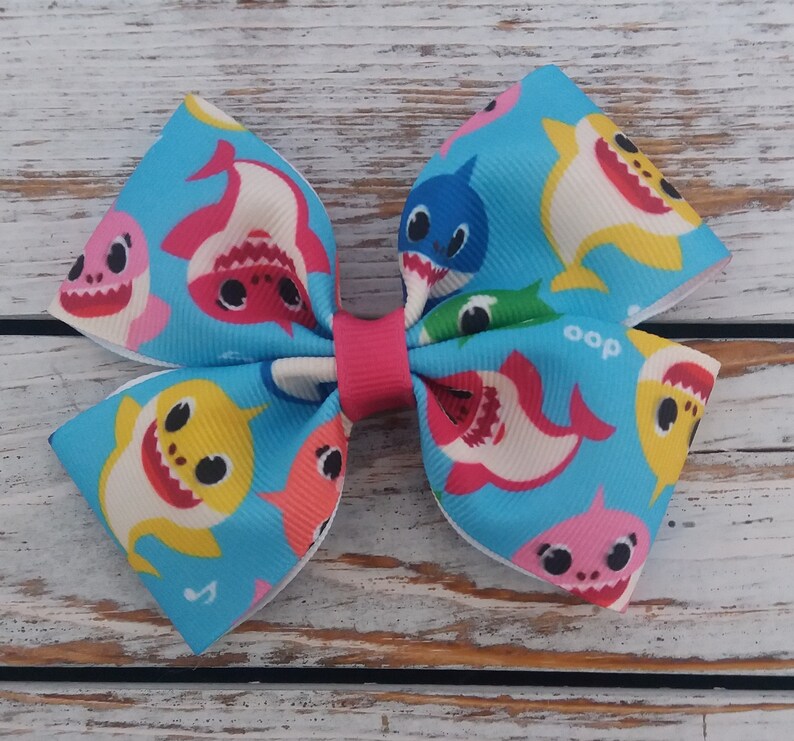 Musical Sharks Hair Bow Baby Shark Bows School Hair Bows Etsy