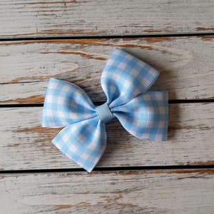 Noeud pour cheveux vichy bleu, Noeuds pour cheveux d&#39;uniforme scolaire, Barres de printemps, Noeud pour cheveux de Pâques, Barrettes en queue de cochon, Noeuds pour cheveux de tout-petit, Noeuds pour cheveux d&#39;école