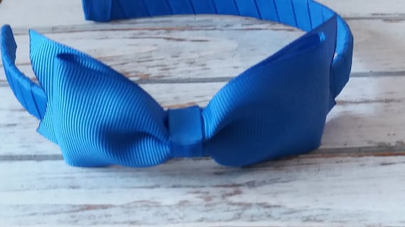 Royal Blue Bow Headband Hard Headband Tuxedo Blue Hair Bow Etsy Royal Blue Bow Headband Hard Headband Tuxedo Blue Hair Bow Etsy
