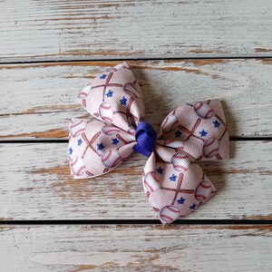 Fiocco per capelli da baseball, fascia da baseball marrone chiaro e blu, fascia in nylon, fiocchi per capelli per bambini, fascia da baseball, baseball con fiocco per capelli pipistrelli
