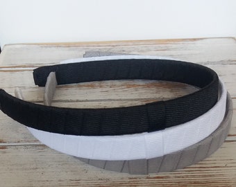 Interchangeable Hard Headbands, Black, White, and Silver Hard Headband, Back to School Headband, Hard Headbands, Uniform Headbands
