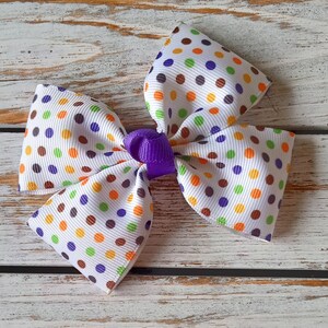 Swiss dot Halloween Hair Bow, Fall Hair Bow, Halloween Bow, Pigtail Clips, 4&quot; Bows, Nylon Headband, Infant Bows, Baby Headband, School Bows