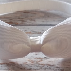 White Bow Headband, Hard Headband, Tuxedo White Hair Bow Headband, Big Girl Headbands, School Headbands, Toddler Headbands