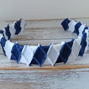 Fuzzy Grosgrain Woven Headband Women&#39;s Headband Wide Headband 1-inch Headband Navy and White Headband Black and White Headband Hard Headband