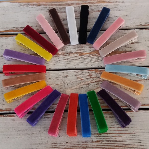 Velvet Bar Clips, Velvet Alligator Clips, Velvet covered clips, Velvet clips with teeth, Fringe Clips, Infant Clips, Toddler Hair Clips