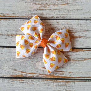 Candy Corn Hair Bow, Fall Hair Bow, Halloween Bows Thanksgiving Hair Bow, Pigtail Clips, 4" Bows, Nylon Headband, Infant Bows, Baby Headband