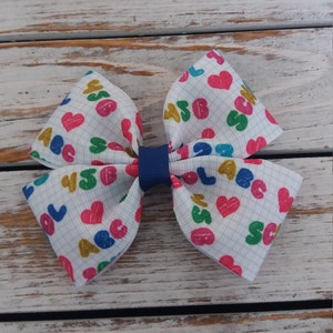 Back to School Hair Bow, First Day of School Hair Bow, Chalkboard Themed Hair Bow, ABC&#39;s Hair Bow, Kindergarten, Preschool Hair Bow