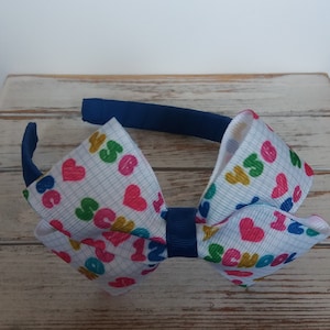 Back to School Headband with Hair Bow, First Day of School Headband, Chalkboard Hair Bow, ABC&#39;s Headband, Kindergarten, Preschool Headband