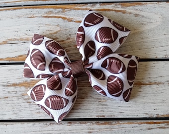 Football Hair Bow, Sports Bows, Baby Nylon Headband, Fall Hair Clips, Football Pigtail Bows, 3 Inch Hair Bows, 4 Inch Bows, Toddler Hair Bow