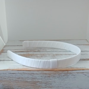 White Grosgrain Ribbon Hard Headband, Interchangeable Bow Loop