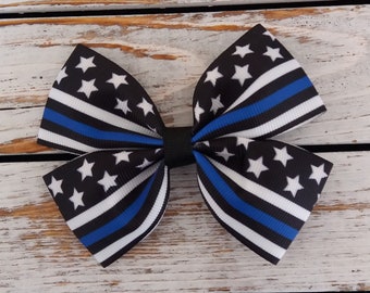Police Hair Bow Double Tuxedo Hair Bow Toddler Hair Bows Infant Headbands Law Enforcement Hair Bows