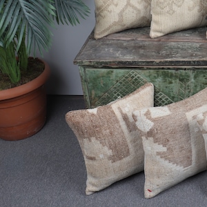 Almofada de designer de interiores, almofada de decoração para casa, almofada vintage 16x16, almofada kilim vintage, capa de almofada marrom, almofada monocromática simples,